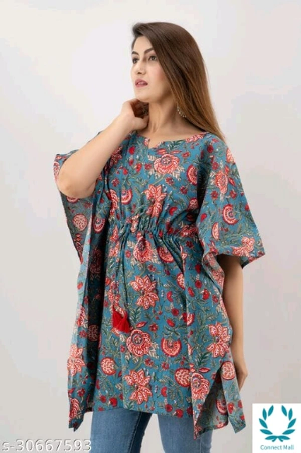 Alisha Refined Kaftan Kurtis - S (Bust Size: 36 in), Cotton, Printed, Pack of: 1